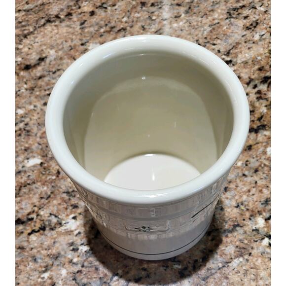 Longaberger Pottery Crock Heritage Blue Woven Traditions Utensil Holder Jar - Picture 3 of 12